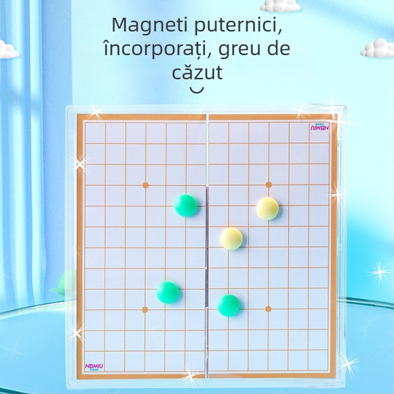 Joc de masă magnetic pliabil — set multiplu educațional cu Flying Chess, Snakes and Ladders, Șah Chinezesc, Backgammon, Gomoku și Checkers; Material din plastic, pentru vârsta 7–14 ani