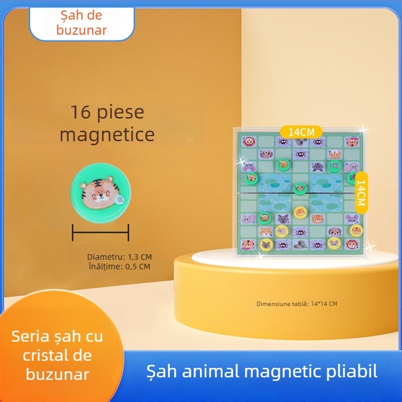 Joc de masă magnetic pliabil — set multiplu educațional cu Flying Chess, Snakes and Ladders, Șah Chinezesc, Backgammon, Gomoku și Checkers; Material din plastic, pentru vârsta 7–14 ani