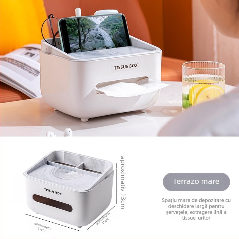 Cutie de șervețele multifuncțională cu spațiu pentru telecomandă, din plastic, certificat CE, model M8BdWAC5 (material: plastic; certificare: CE; cod produs: M8BdWAC5)