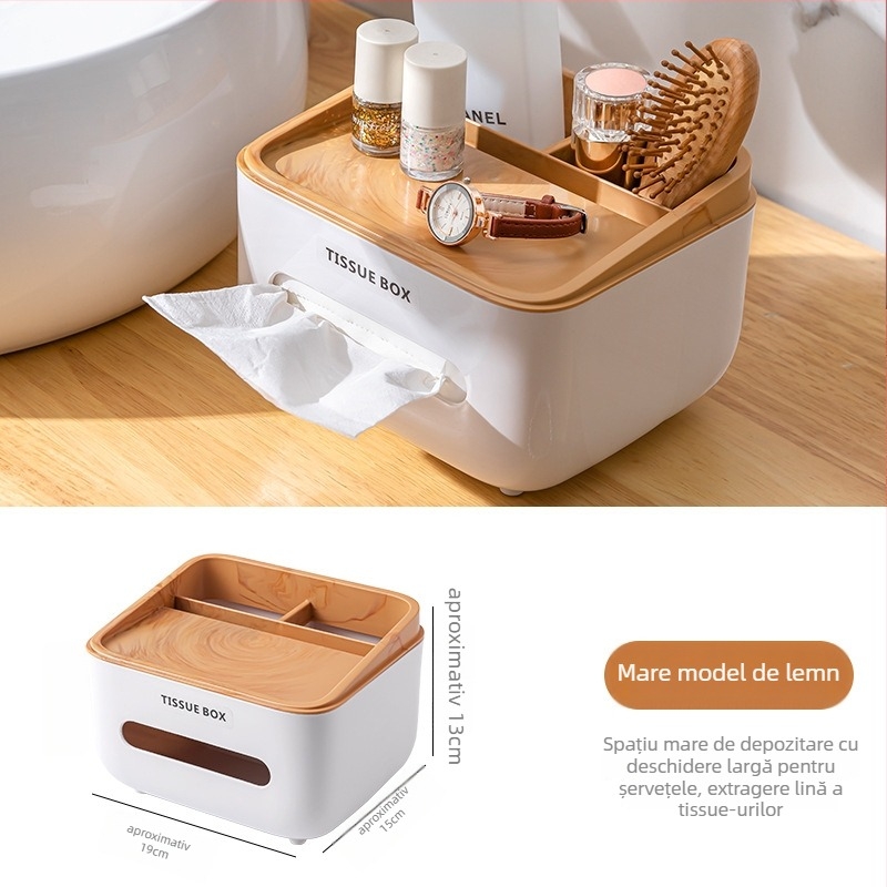 Cutie de șervețele multifuncțională cu spațiu pentru telecomandă, din plastic, certificat CE, model M8BdWAC5 (material: plastic; certificare: CE; cod produs: M8BdWAC5)