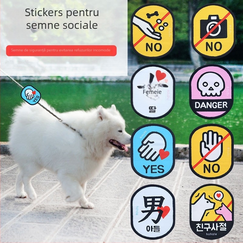 Etichetă de identificare socială pentru pisici și câini cu Velcro pentru lesă (material: pânză; marcă: Zeyue; obiect aplicabil: universal; funcție: decorare; stil: Japonia și Coreea de Sud)