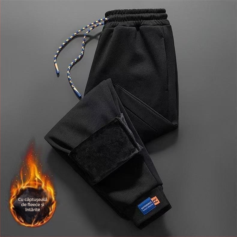 Pantaloni casual bărbătești drepti, talie medie, închidere cu șnur, țesătură poliester 91-95%, pentru primăvară și toamnă