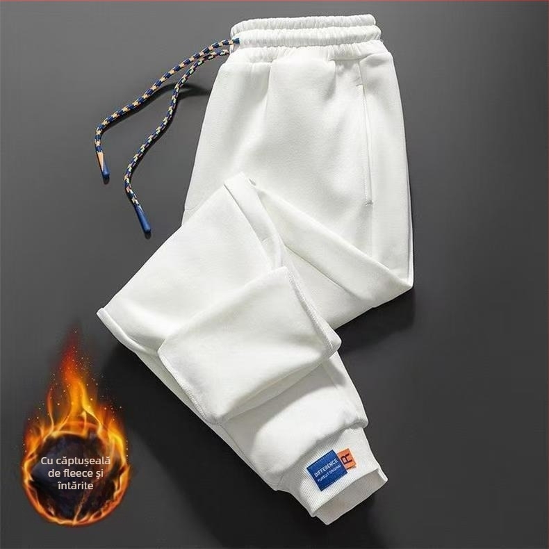 Pantaloni casual bărbătești drepti, talie medie, închidere cu șnur, țesătură poliester 91-95%, pentru primăvară și toamnă