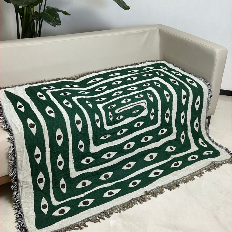 Pătură tapiserie decorativă din poliester-cotton, premium pentru living, cu model de caractere, greutate 800–999 g