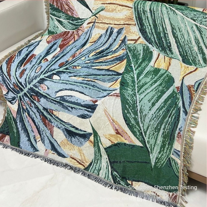 Pătură tapiserie decorativă din poliester-cotton, premium pentru living, cu model de caractere, greutate 800–999 g