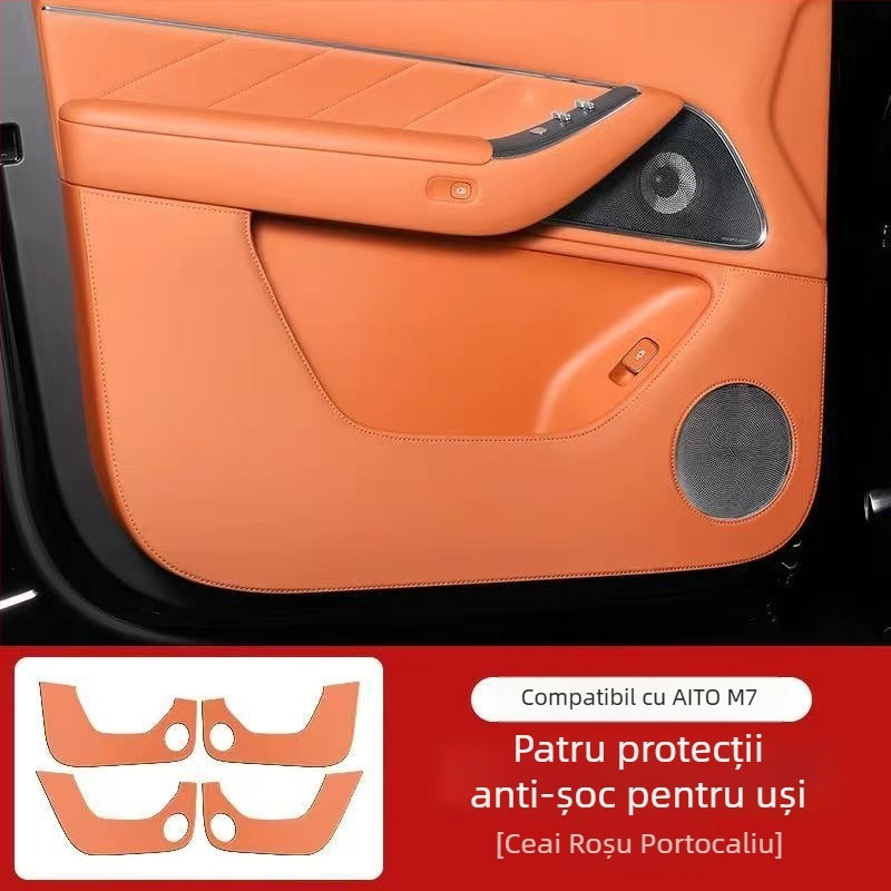 Accesorii interioare auto din piele — pernă anti-kick pentru ușă, compatibil Wenjie M7/M8/M9, model 07, Hongfu Horse, piele artificială, prelucrare personalizată