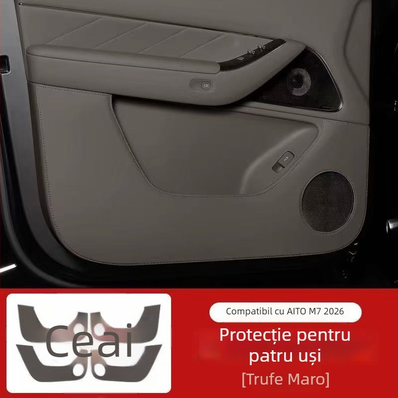 Accesorii interioare auto din piele — pernă anti-kick pentru ușă, compatibil Wenjie M7/M8/M9, model 07, Hongfu Horse, piele artificială, prelucrare personalizată