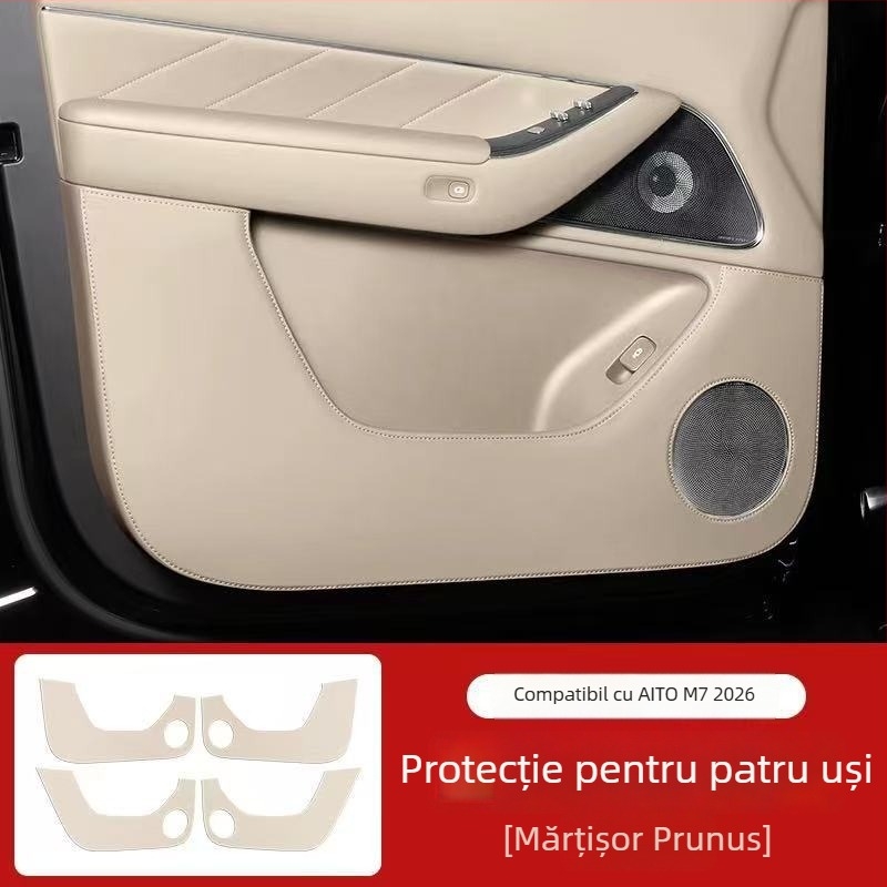 Accesorii interioare auto din piele — pernă anti-kick pentru ușă, compatibil Wenjie M7/M8/M9, model 07, Hongfu Horse, piele artificială, prelucrare personalizată