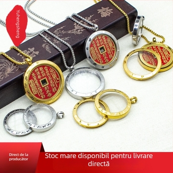 Pandantiv din oțel cu carcasă protectoare, stil Nou Chinezesc, prelucrare: electroplacare și turnare sub presiune, artă din cupru