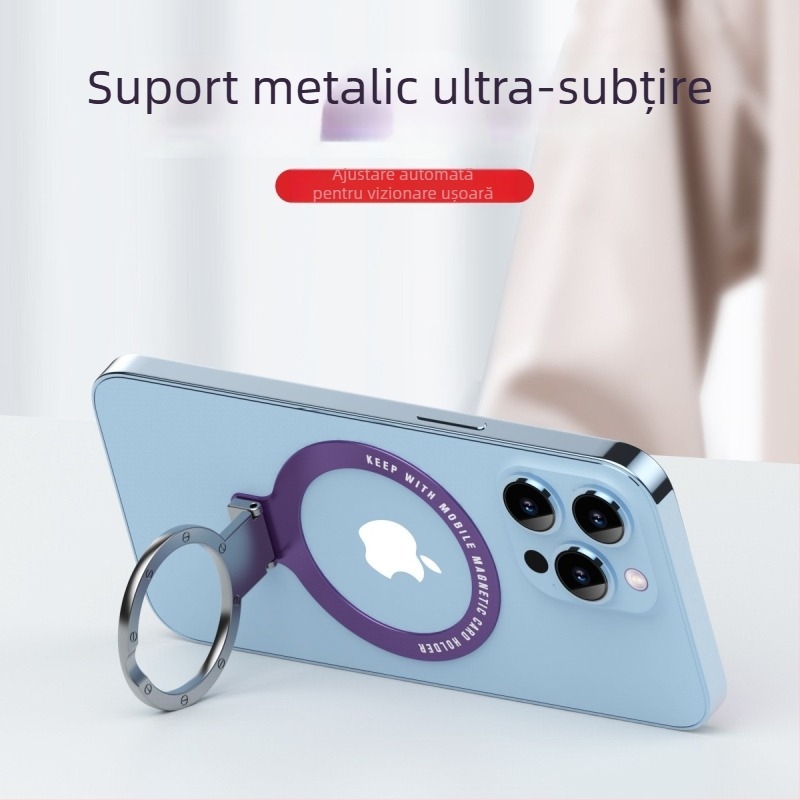 Suport pentru telefon cu inel ultra-subțire, din aliaj de zinc, bază pliabilă și rotativă cu adeziv puternic