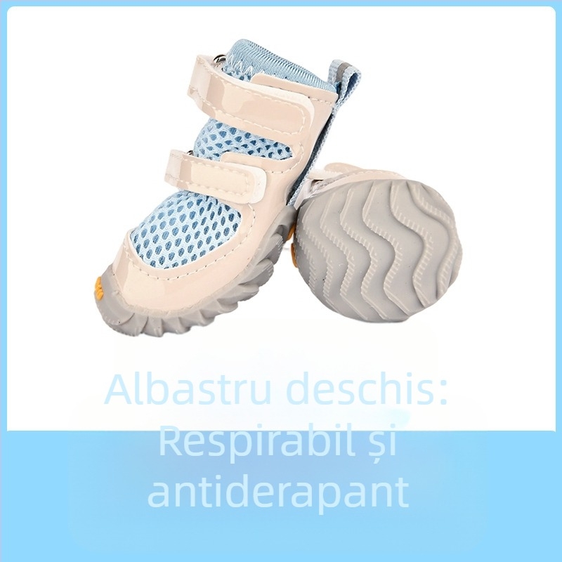 Pantofi pentru câini cu curele duble, plasă respirabilă, anti-derapare, cauciuc, mențin căldura