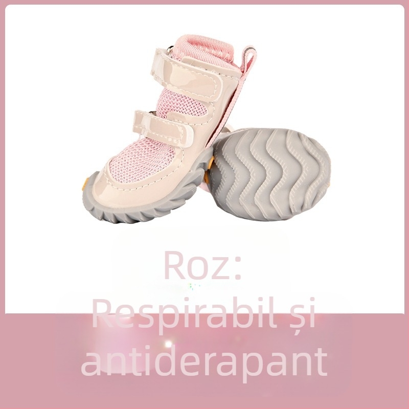 Pantofi pentru câini cu curele duble, plasă respirabilă, anti-derapare, cauciuc, mențin căldura
