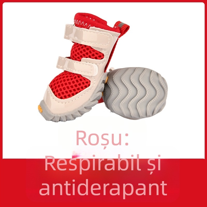 Pantofi pentru câini cu curele duble, plasă respirabilă, anti-derapare, cauciuc, mențin căldura