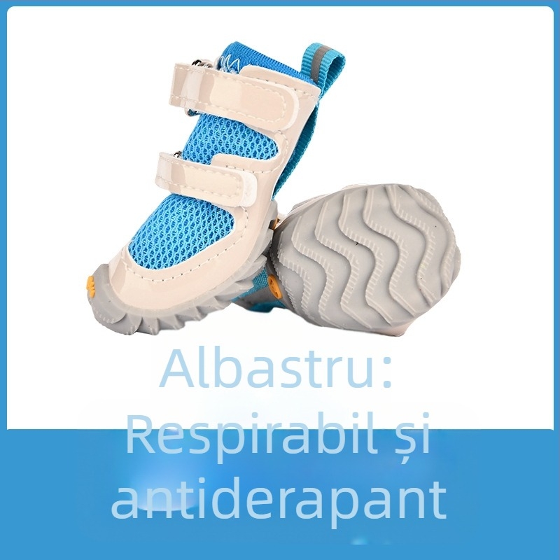 Pantofi pentru câini cu curele duble, plasă respirabilă, anti-derapare, cauciuc, mențin căldura