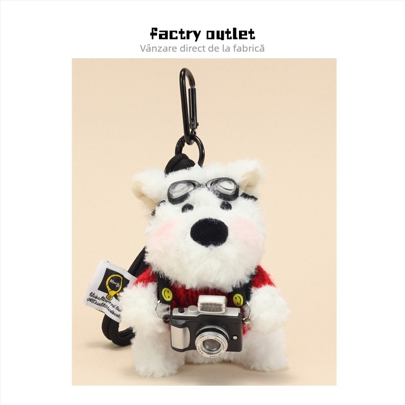 Pandantiv pluș West Highland – Cățeluș păpușă, Umplutură PP bumbac, Blană scurtă, Pentru vârsta 15–35 ani, Origine Guangdong