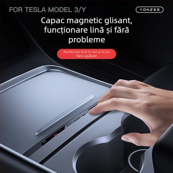 Hub USB de încărcare pentru consola centrală Tesla Model 3/Y – Mini, ABS, Snap-on