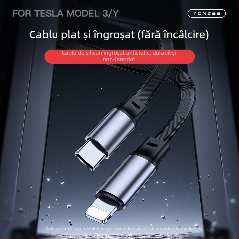 Hub USB de încărcare pentru consola centrală Tesla Model 3/Y – Mini, ABS, Snap-on