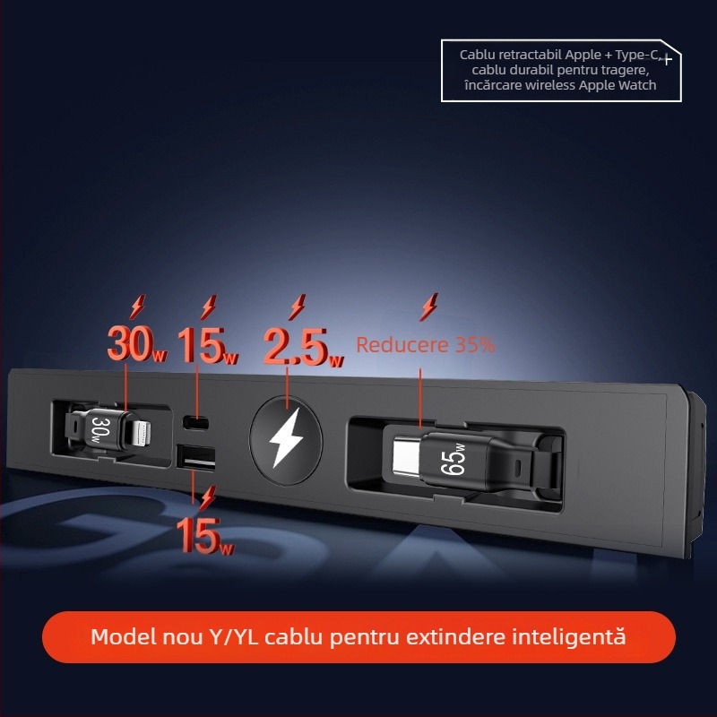 Hub USB de încărcare pentru consola centrală Tesla Model 3/Y – Mini, ABS, Snap-on