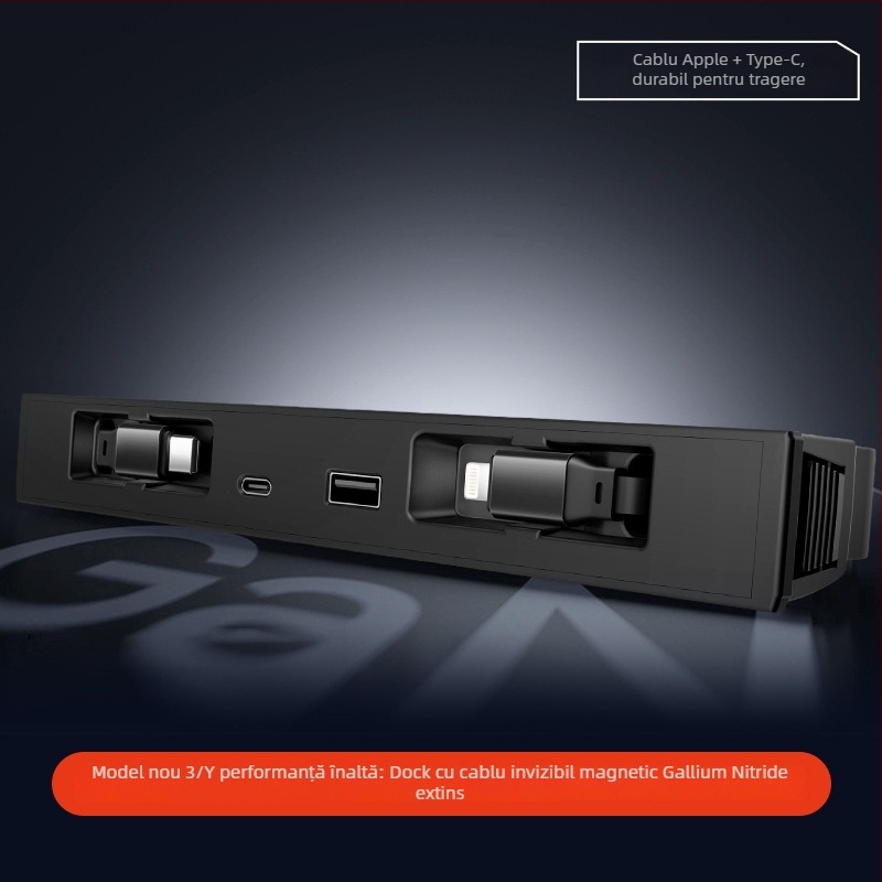 Hub USB de încărcare pentru consola centrală Tesla Model 3/Y – Mini, ABS, Snap-on