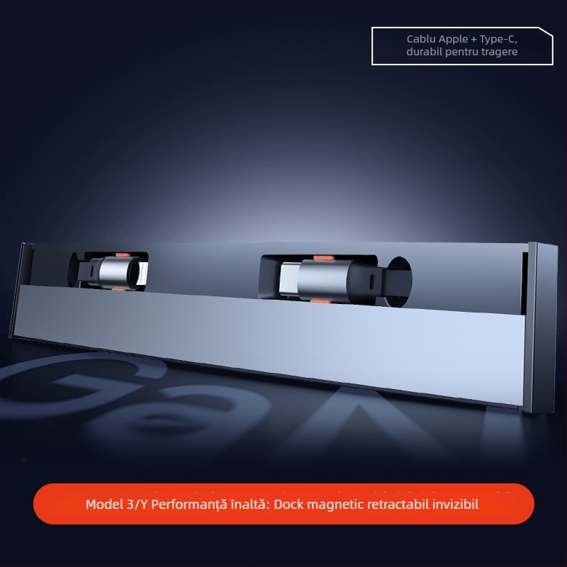 Hub USB de încărcare pentru consola centrală Tesla Model 3/Y – Mini, ABS, Snap-on