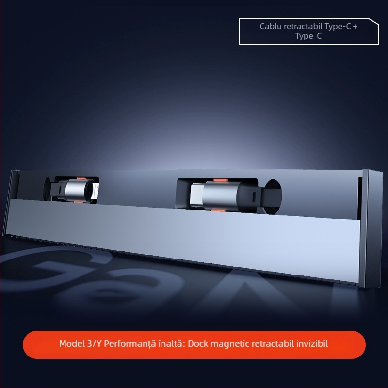 Hub USB de încărcare pentru consola centrală Tesla Model 3/Y – Mini, ABS, Snap-on