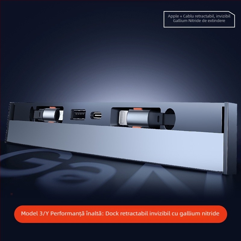 Hub USB de încărcare pentru consola centrală Tesla Model 3/Y – Mini, ABS, Snap-on