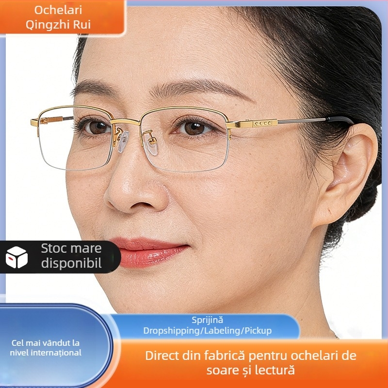 Ochelari de lectură cu protecție împotriva luminii albastre, ramă pătrată semi rim, lentile PC, pentru vârstnici