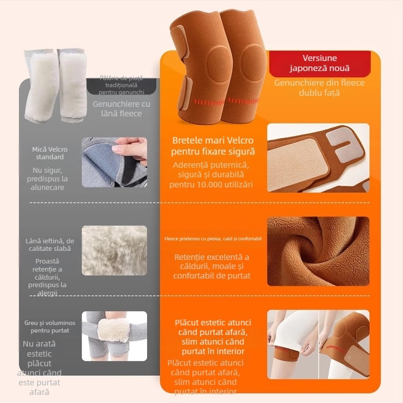 Genunchiere cu fleece dublu pe ambele fețe, închidere Velcro, pentru adulți – pentru yoga