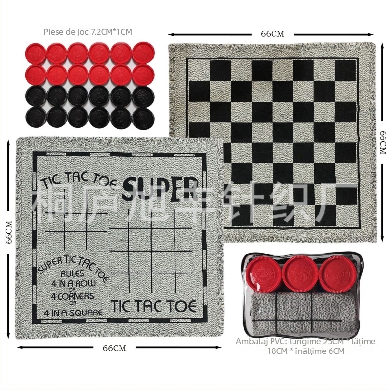 Set de jocuri de exterior 2 în 1 și 3 în 1: șah, dame, xiangqi și backgammon (Material: poliester-coton; Vârsta: 14+)