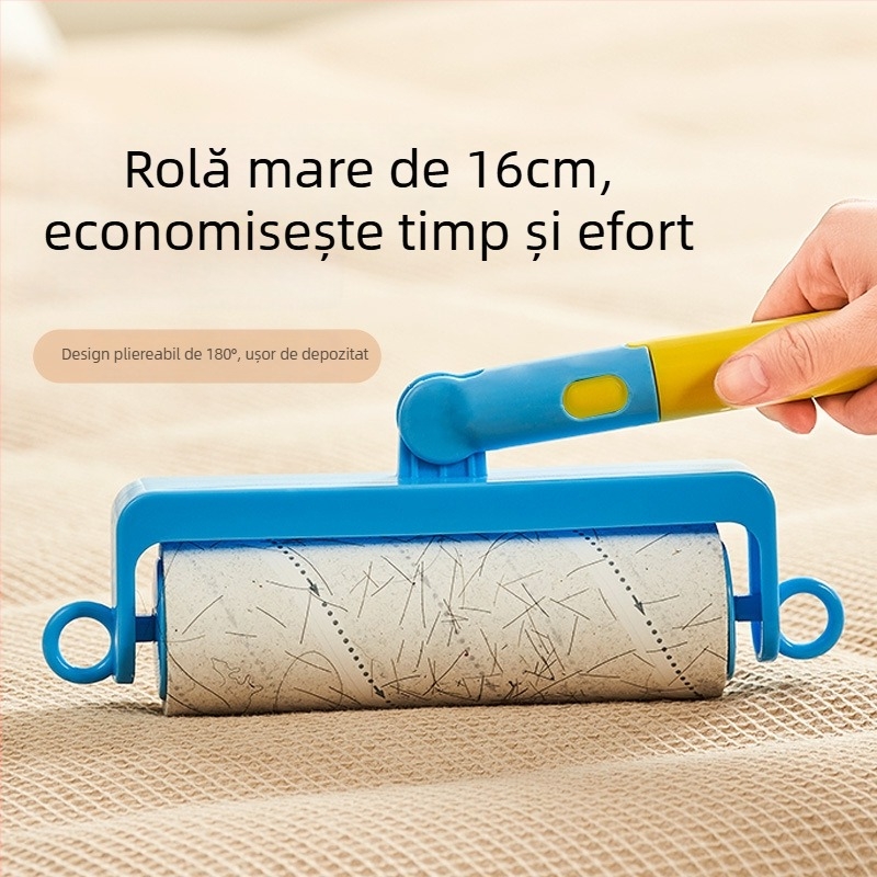 Rolă de scame cu mâner lung, role de înlocuire, pentru îndepărtarea prafului și a scamelor de pe paturi și pulovere