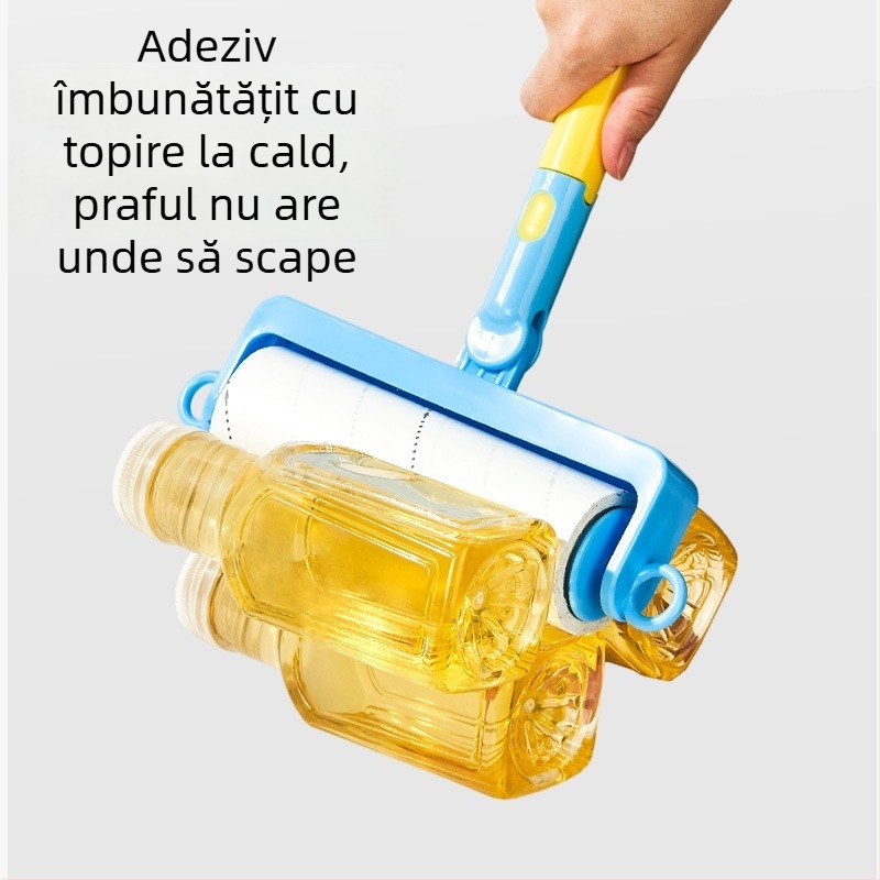 Rolă de scame cu mâner lung, role de înlocuire, pentru îndepărtarea prafului și a scamelor de pe paturi și pulovere