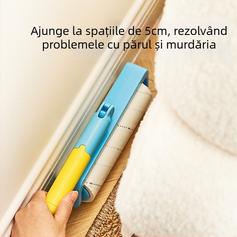 Rolă de scame cu mâner lung, role de înlocuire, pentru îndepărtarea prafului și a scamelor de pe paturi și pulovere
