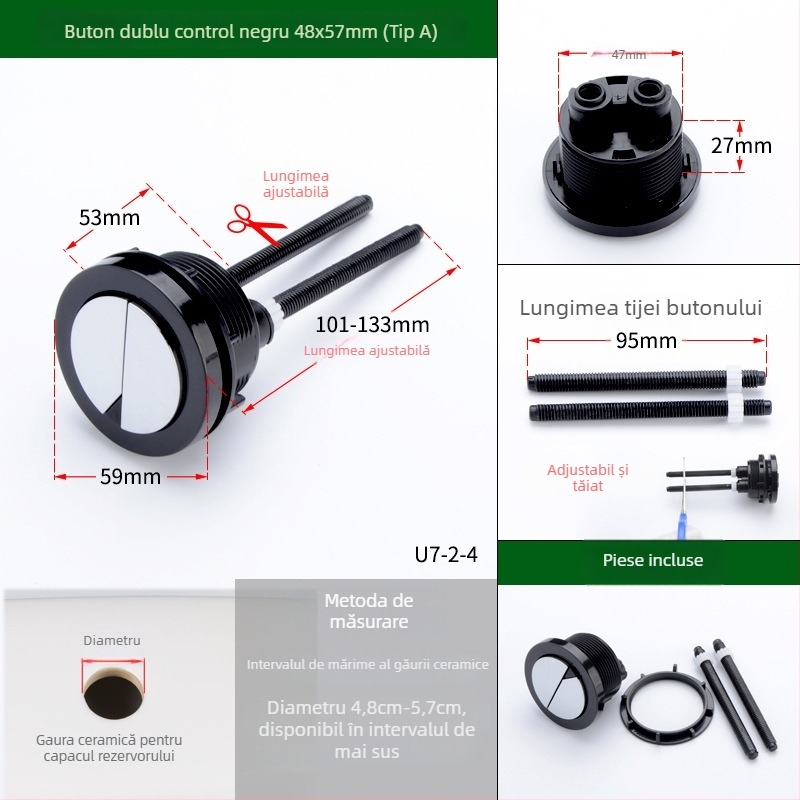 Accesoriu pentru butonul capacului de toaletă, buton circular pentru unic și dublu, tip universal, ABS material, apăsare