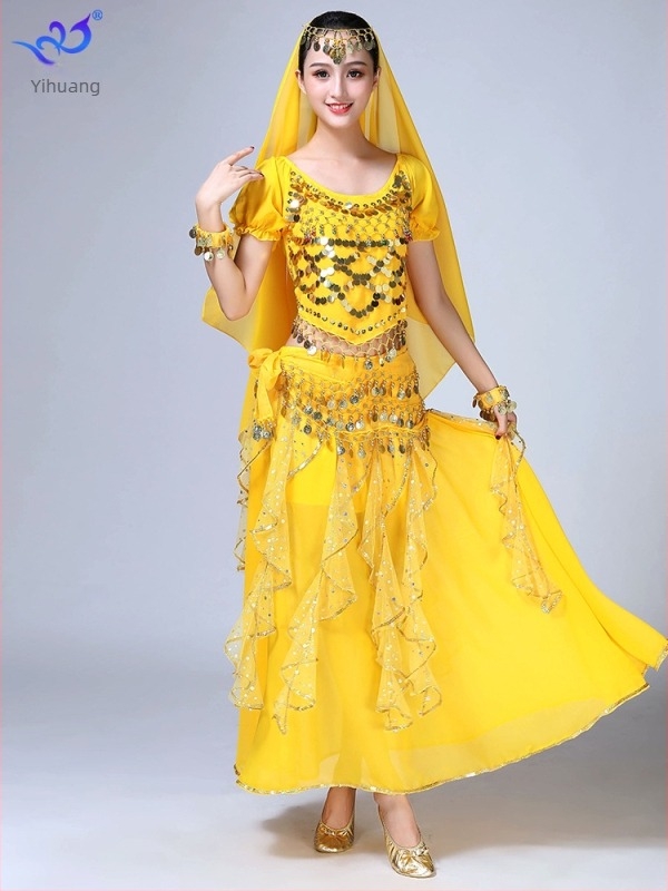 Rochie de dans pentru belly dance, cu paiete și ciucuri, din chiffon și poliester, brand Yihuang, pentru femei, primăvara 2023