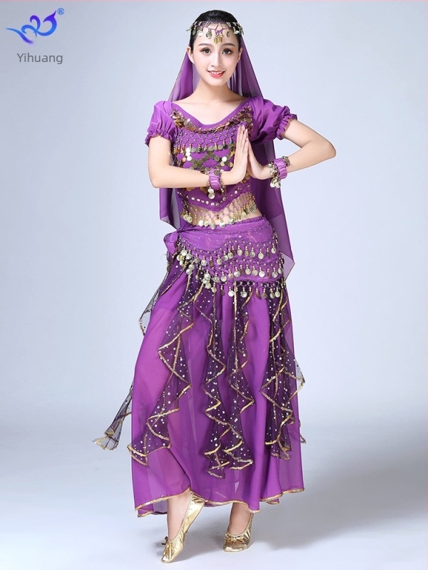 Rochie de dans pentru belly dance, cu paiete și ciucuri, din chiffon și poliester, brand Yihuang, pentru femei, primăvara 2023