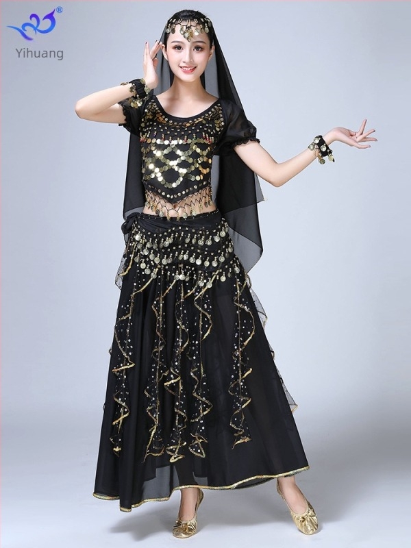Rochie de dans pentru belly dance, cu paiete și ciucuri, din chiffon și poliester, brand Yihuang, pentru femei, primăvara 2023