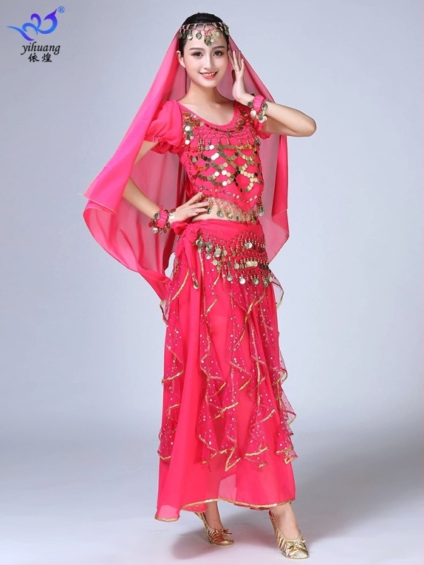 Rochie de dans pentru belly dance, cu paiete și ciucuri, din chiffon și poliester, brand Yihuang, pentru femei, primăvara 2023