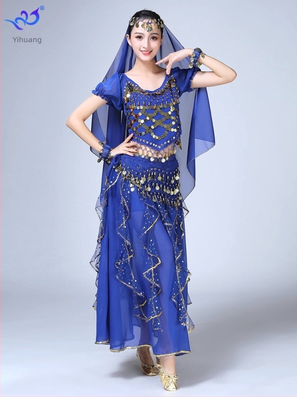 Rochie de dans pentru belly dance, cu paiete și ciucuri, din chiffon și poliester, brand Yihuang, pentru femei, primăvara 2023