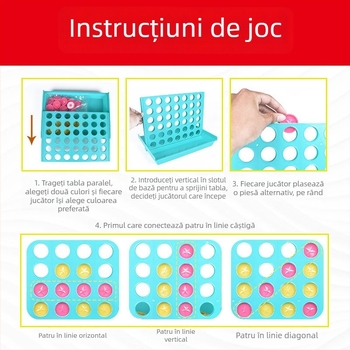 Joc de șah 3D pe birou cu patru la rând, capac glisant pentru depozitare, din plastic, interacțiune părinte-copil