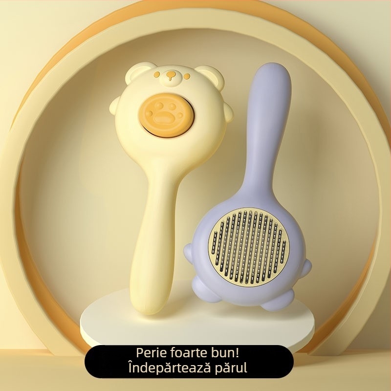 Pieptene pentru îndepărtarea părului la pisici și câini — eliminare cu un singur clic, aparat de masaj, material PP, Brand Awesome
