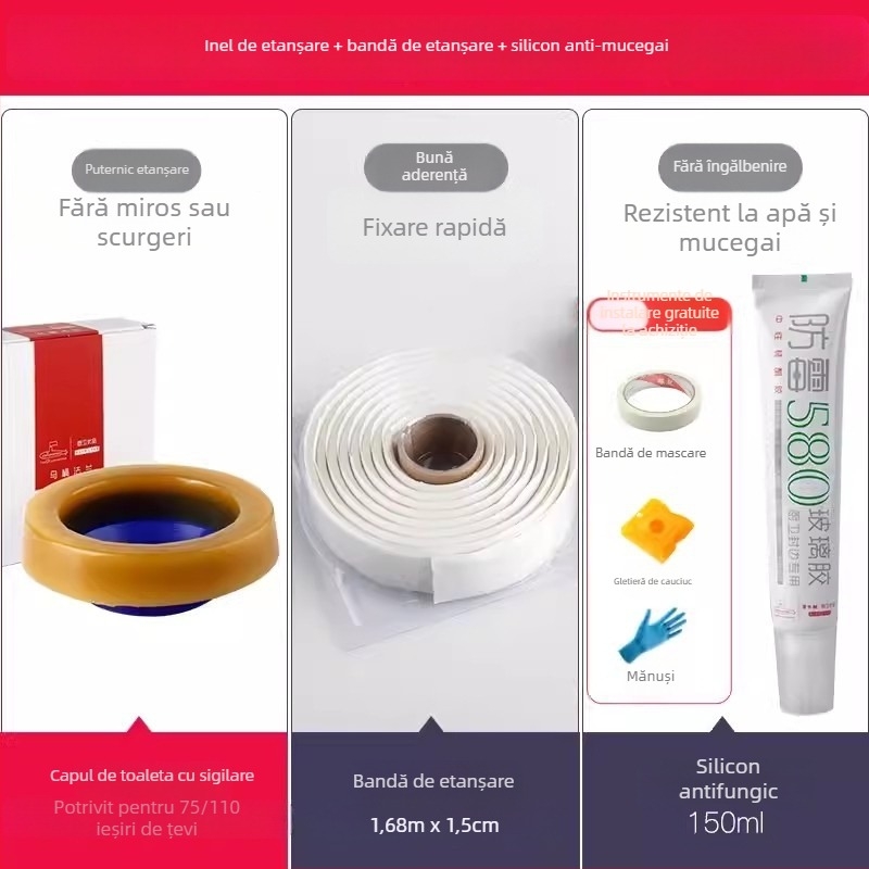 Inel de etanșare pentru flanșă de WC, din ABS, anti-odor, universal, îngroșat