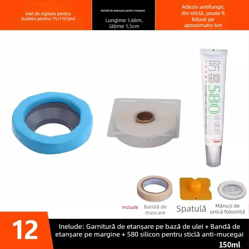Inel de etanșare pentru flanșă de WC, din ABS, anti-odor, universal, îngroșat