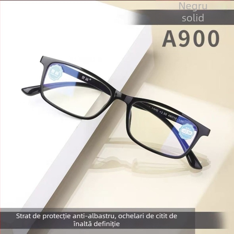 Ochelari de citit Aoshang, ultra-ușori, fără ramă, TR90, anti-blue light, formă rotundă, unisex