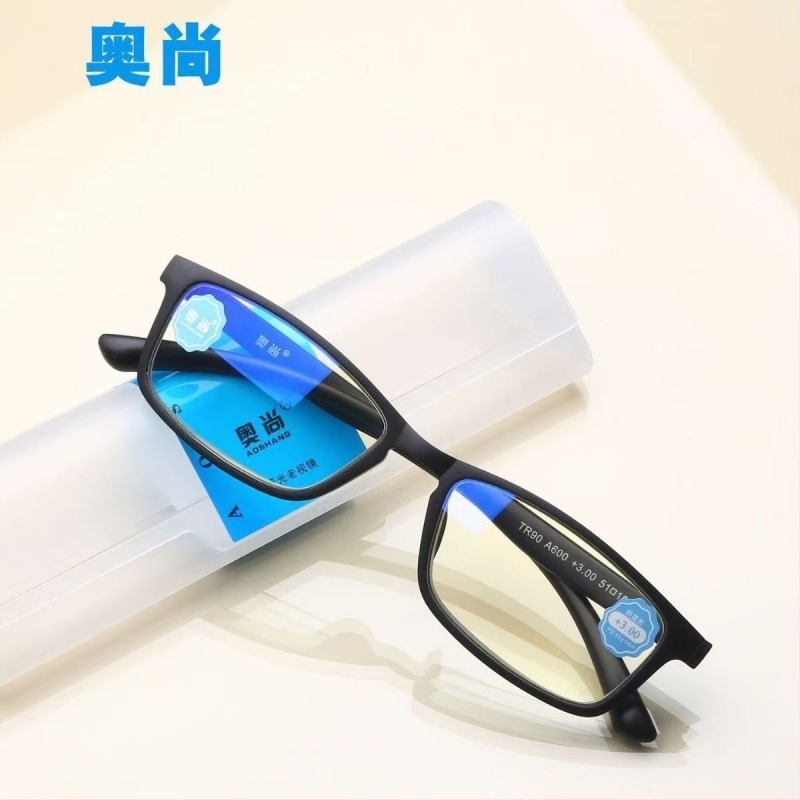 Ochelari de citit Aoshang, ultra-ușori, fără ramă, TR90, anti-blue light, formă rotundă, unisex