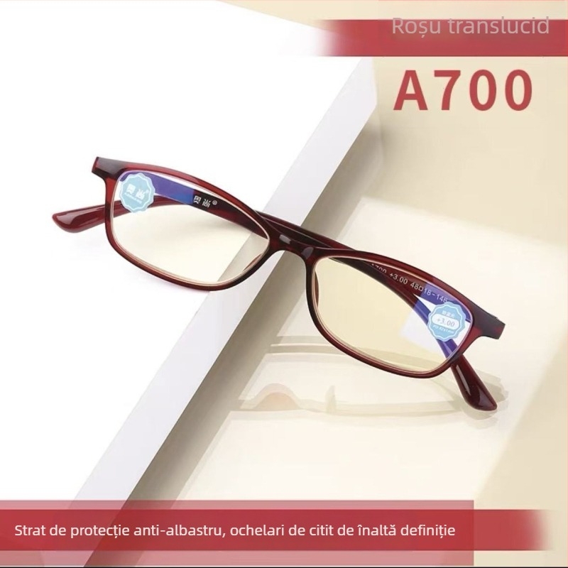 Ochelari de citit Aoshang, ultra-ușori, fără ramă, TR90, anti-blue light, formă rotundă, unisex