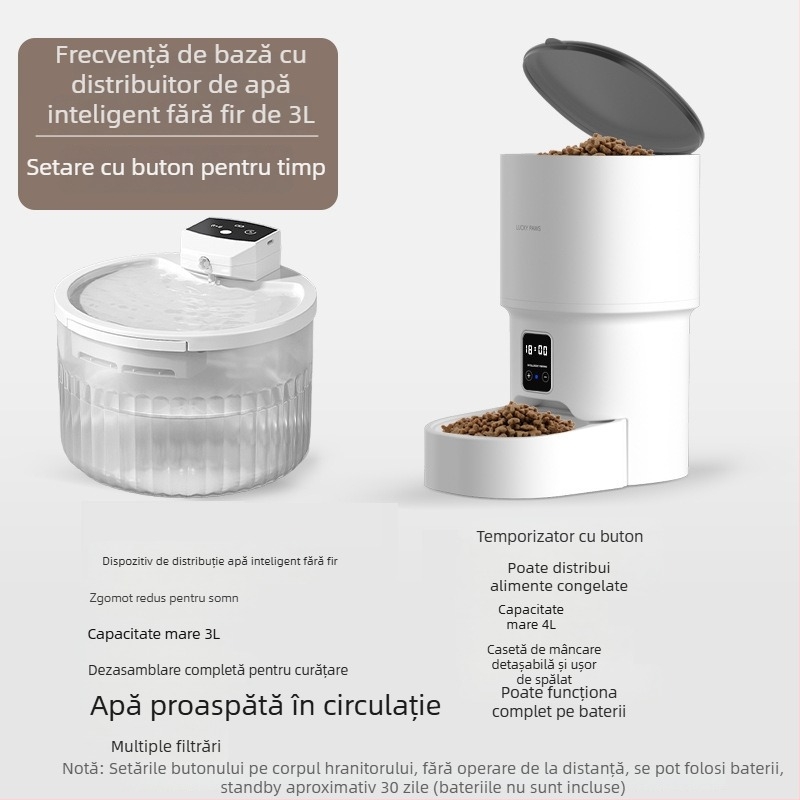 Hrănitor automat inteligent pentru animale de companie cu control prin aplicație, porții programate, cameră, design detașabil pentru pisici și câini