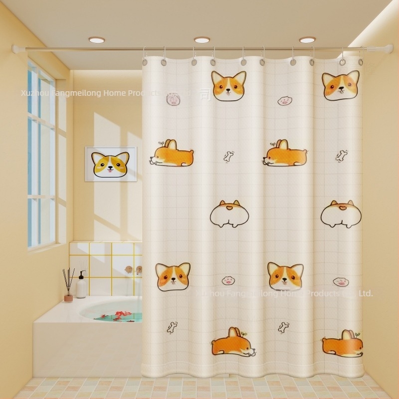 Perdea de duș din poliester pentru baie, groasă, impermeabilă și rezistentă la mucegai, cu model cartoon în stil etnic, personalizabilă
