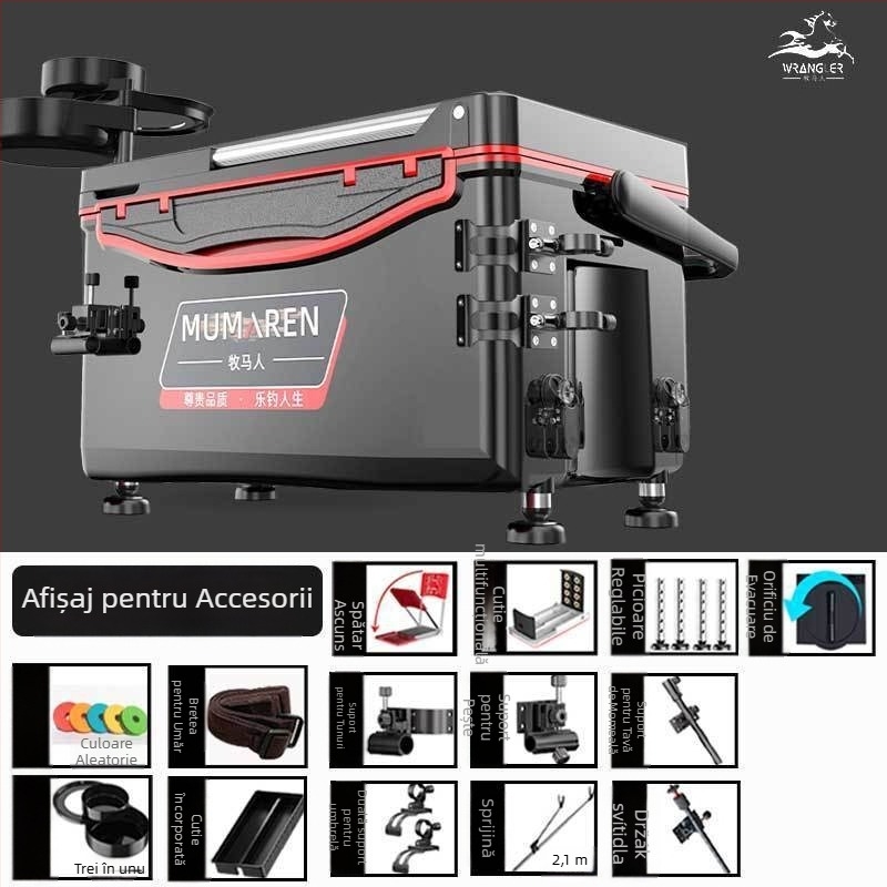 Cutie de pescuit Wrangler, set complet, capacitate 25–32 L, ușoară, din plastic, izolată