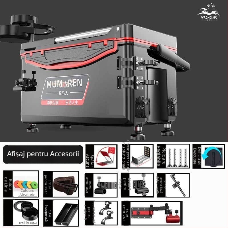 Cutie de pescuit Wrangler, set complet, capacitate 25–32 L, ușoară, din plastic, izolată