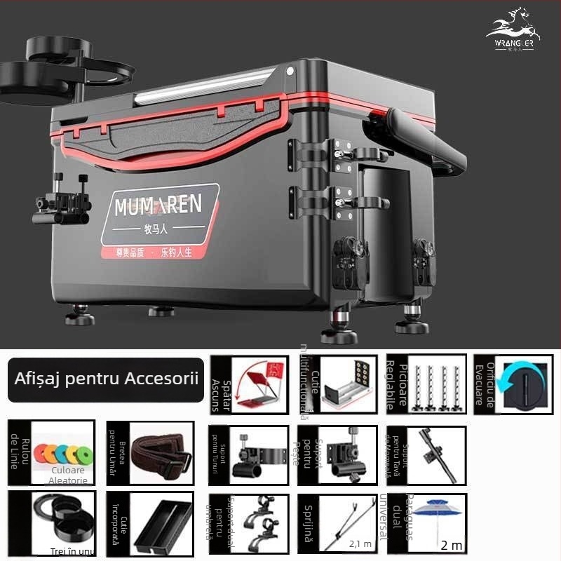 Cutie de pescuit Wrangler, set complet, capacitate 25–32 L, ușoară, din plastic, izolată